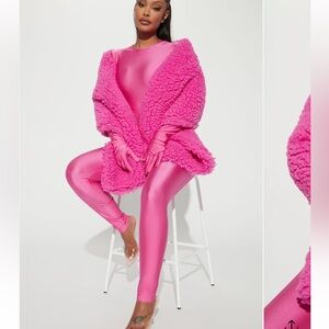 Fashion Nova Vibrant Pink Jumpsuit with Cozy Wrap